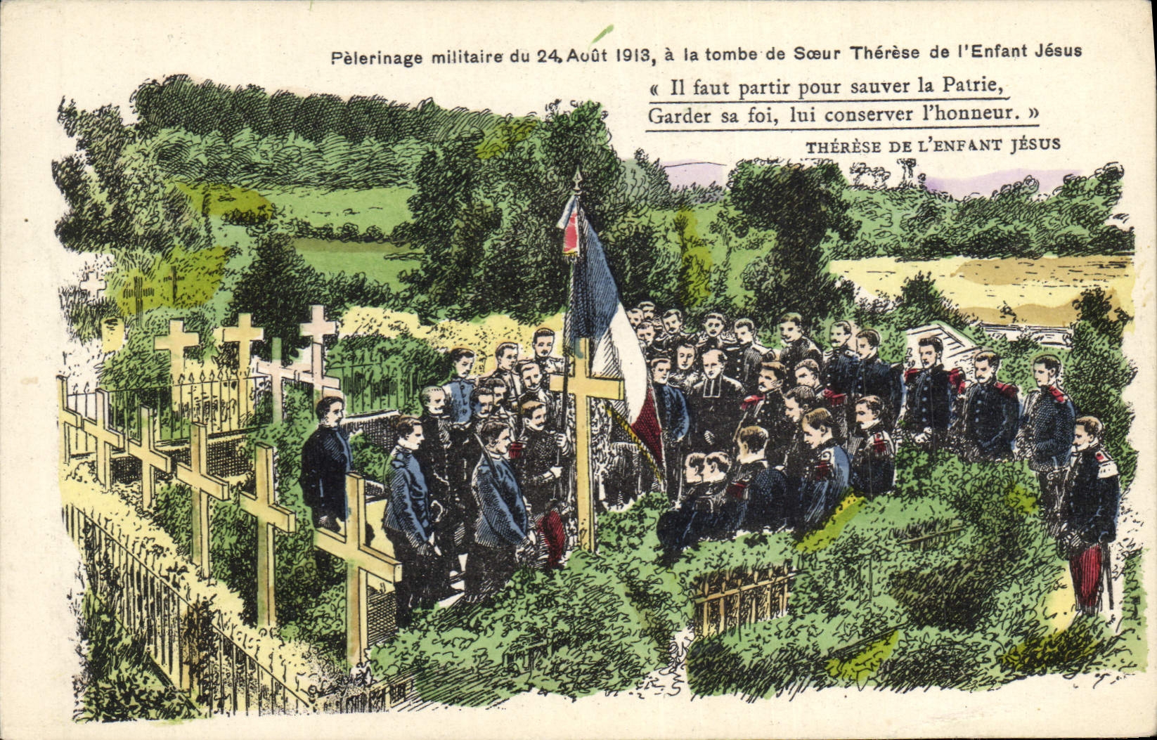 CPA Militaria Pelerinage militaire a la tombe de soeur Therese de l'Enfant Jesus 