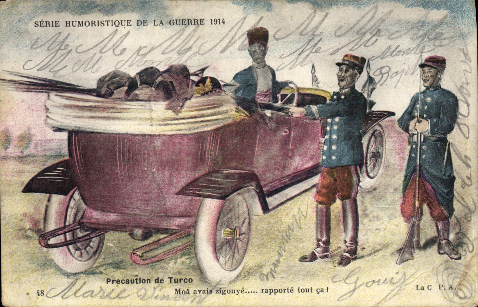 CPA Militaria Precaution de Turco automobile