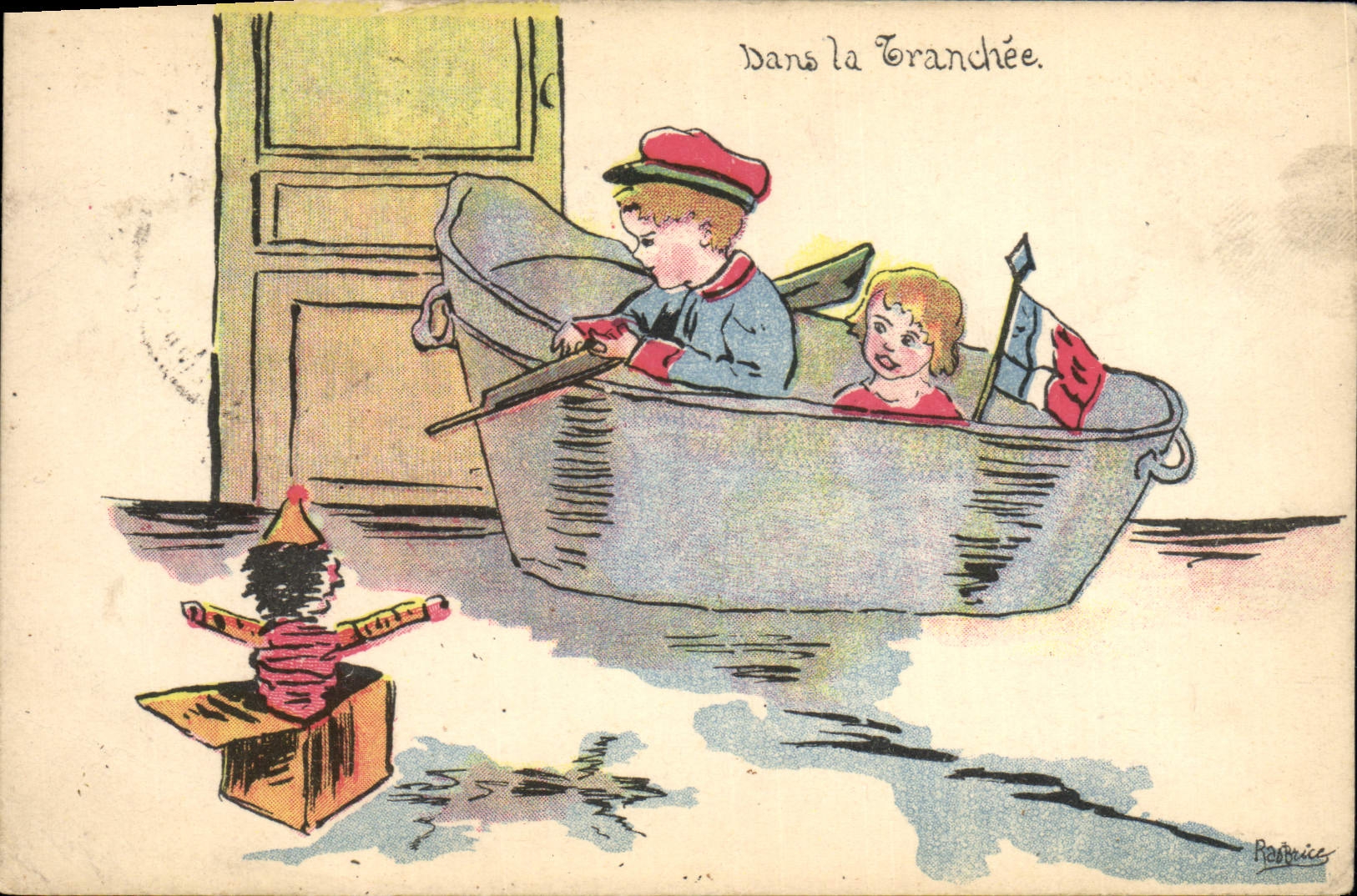 CPA Militaria Enfants Dans la tranchee 