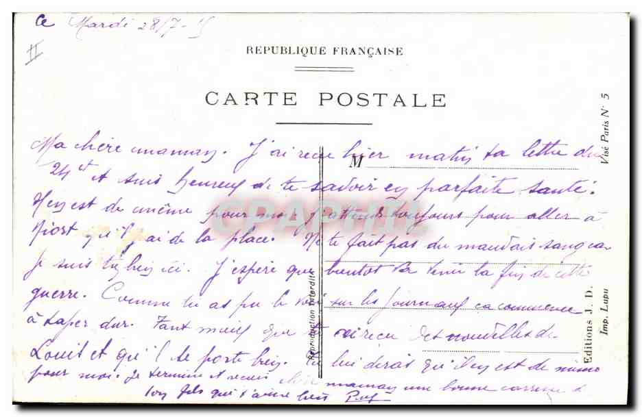 CPA Militaria Amere desillusion  — Rückseite