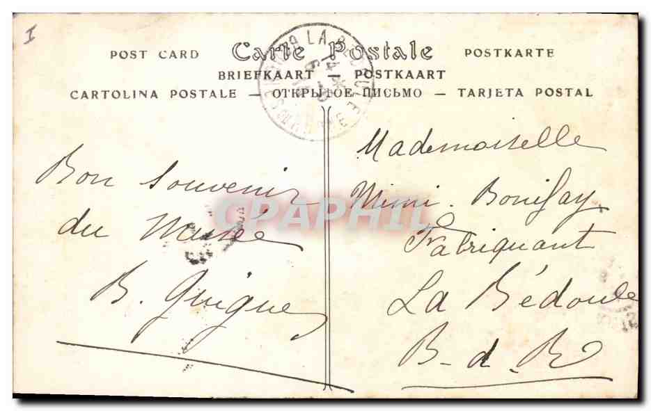 CPA Paris Musee du Luxembourg Eugene Delaplanche La vierge au Lys — Rückseite
