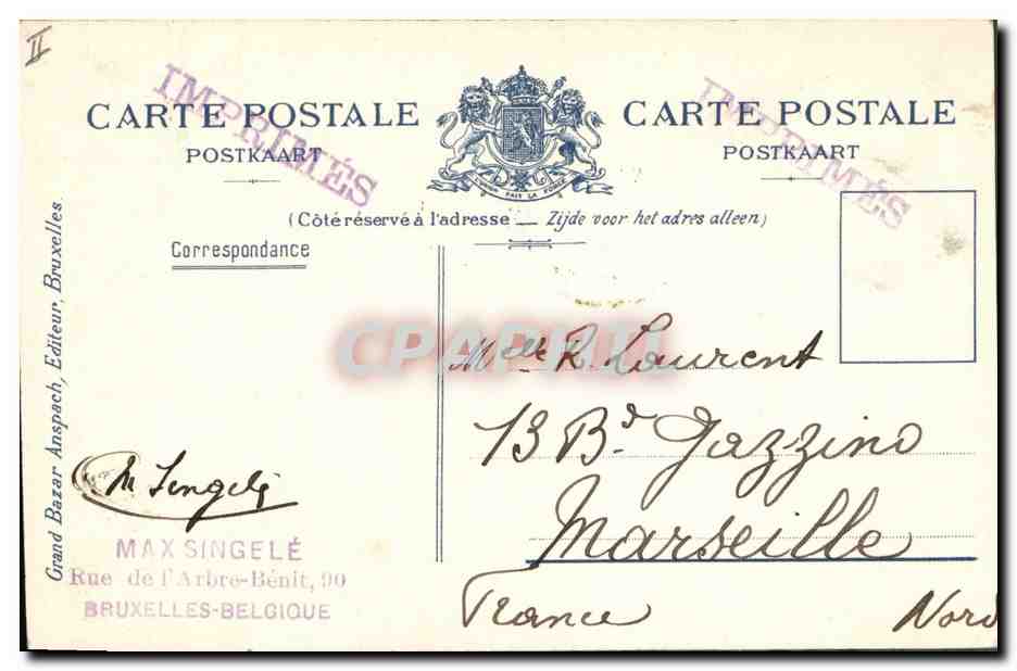 CPA Bruxelles Jardin botanique La paix de Leon Mignon  — Rückseite