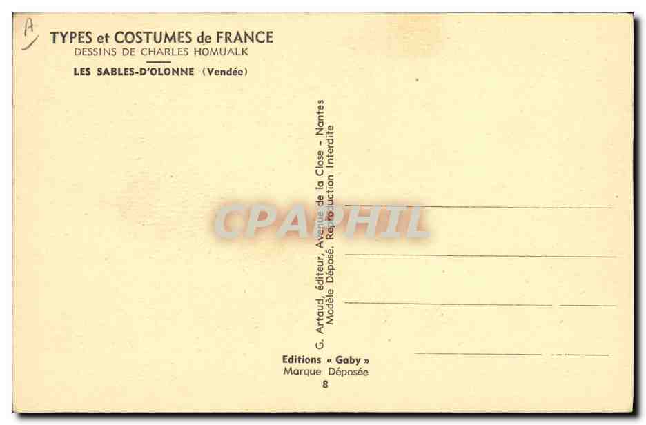 CPA Folklore Charles Homualk Les Sables d'Olonne  — Verso