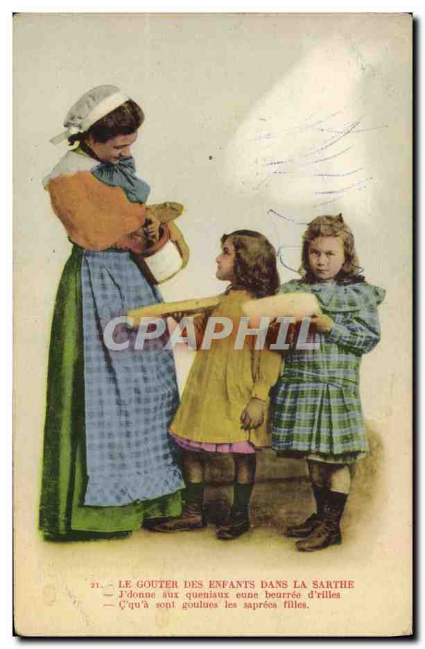 CPA Folklore Le gouter des enfants dans la Sarthe 