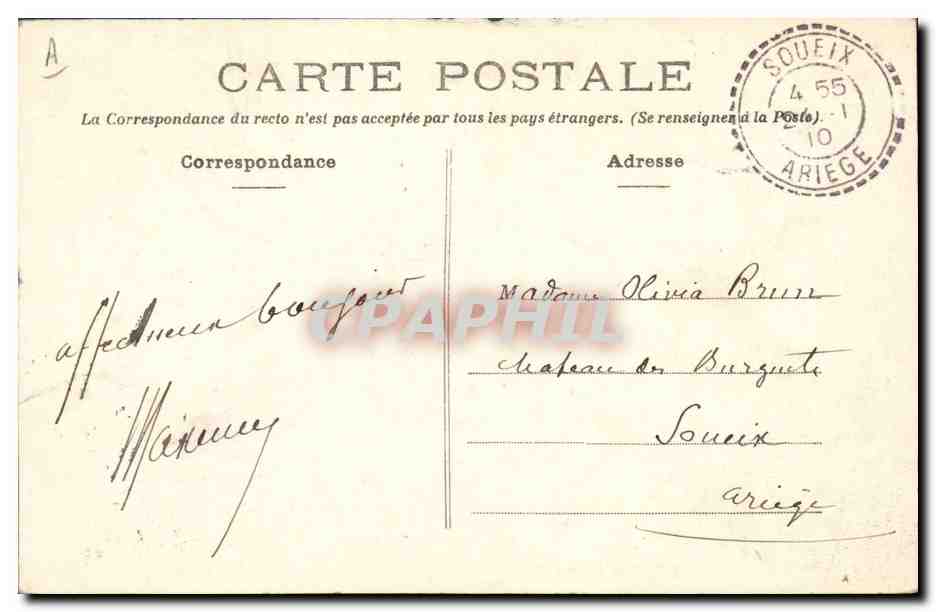 CPA Folklore Coiffe Angevine  — Verso