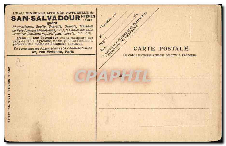CPA Fantaisie Illustrateur San Salvadour Hyeres Parc a chateau  — Verso