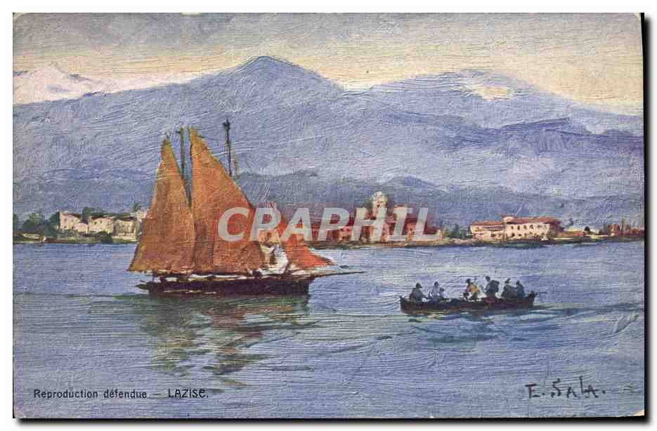 CPA Fantaisie Illustrateur Lazise Bateau 