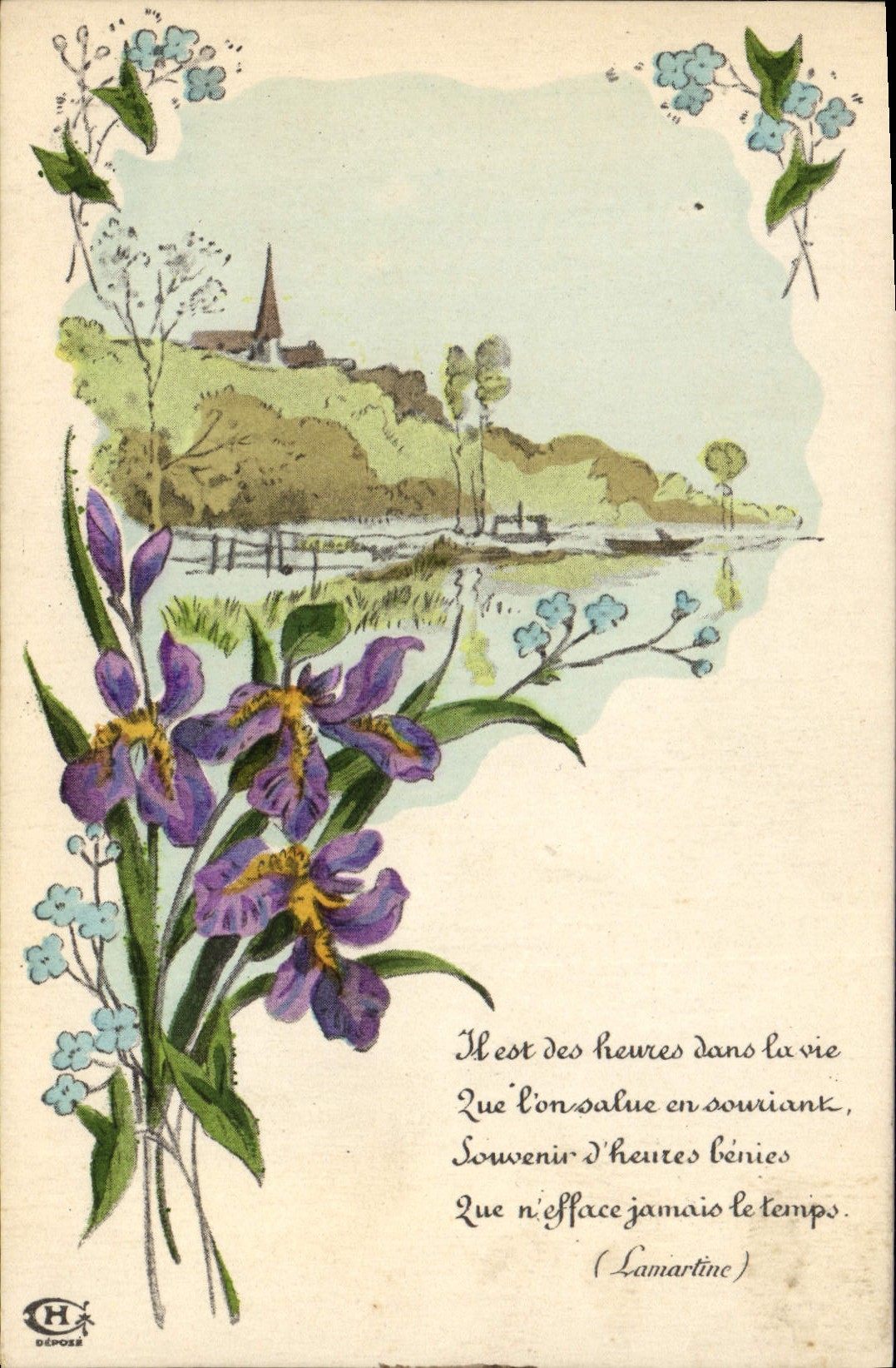 CPA Fantaisie Illustrateur Fleurs Lamartine 