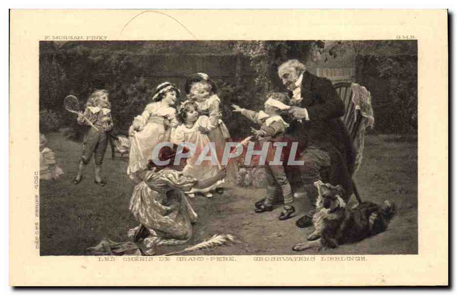 CPA Enfants Les cheris de grand pere Chien 