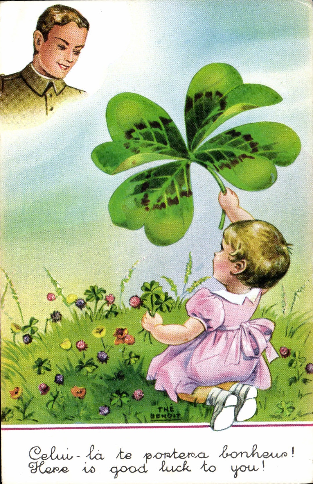 CPA Fantaisie Illustrateur Enfant Soldat Militaria Trefle 