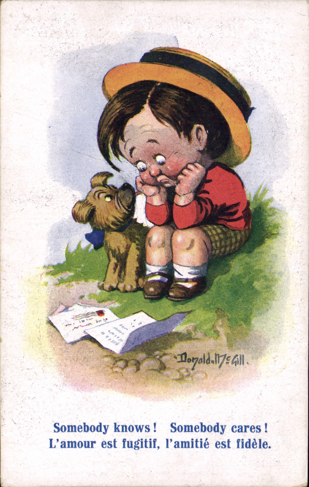 CPA Fantaisie Illustrateur Donald Mc Gill Enfant Chien 