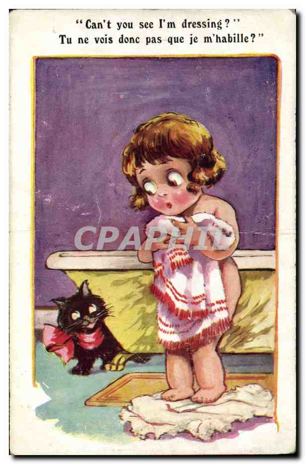 CPA Fantaisie Illustrateur Enfant Chat Chaton 