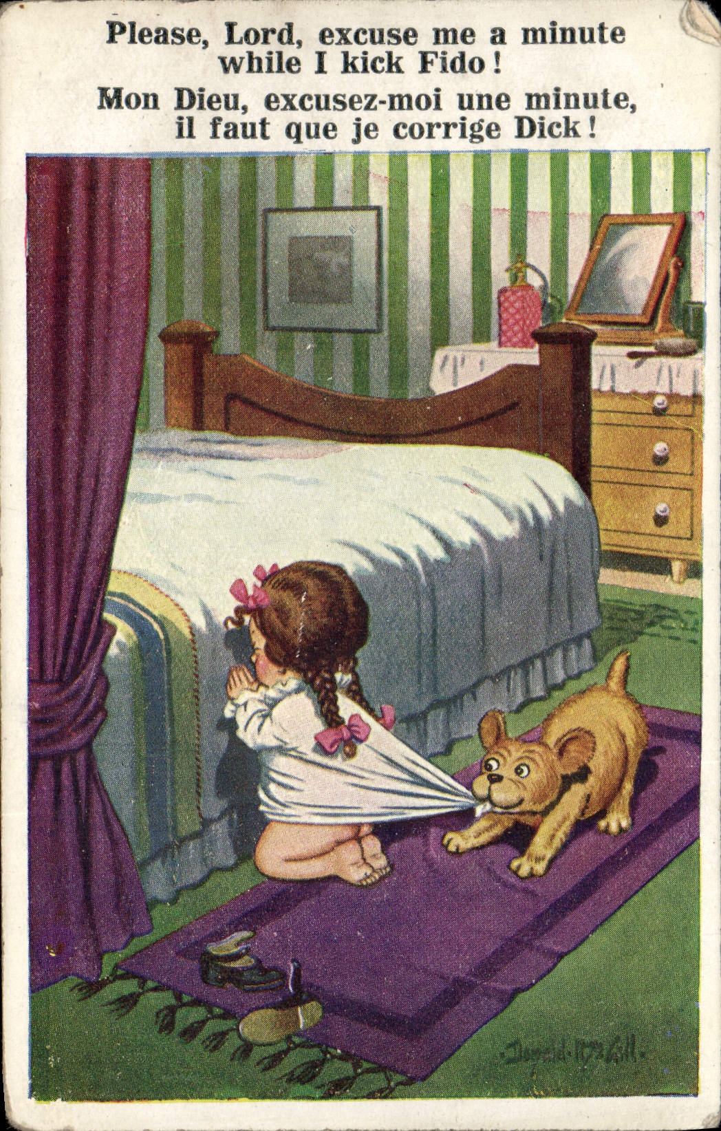 CPA Fantaisie Illustrateur Donald Mc Gill Enfant Chien 
