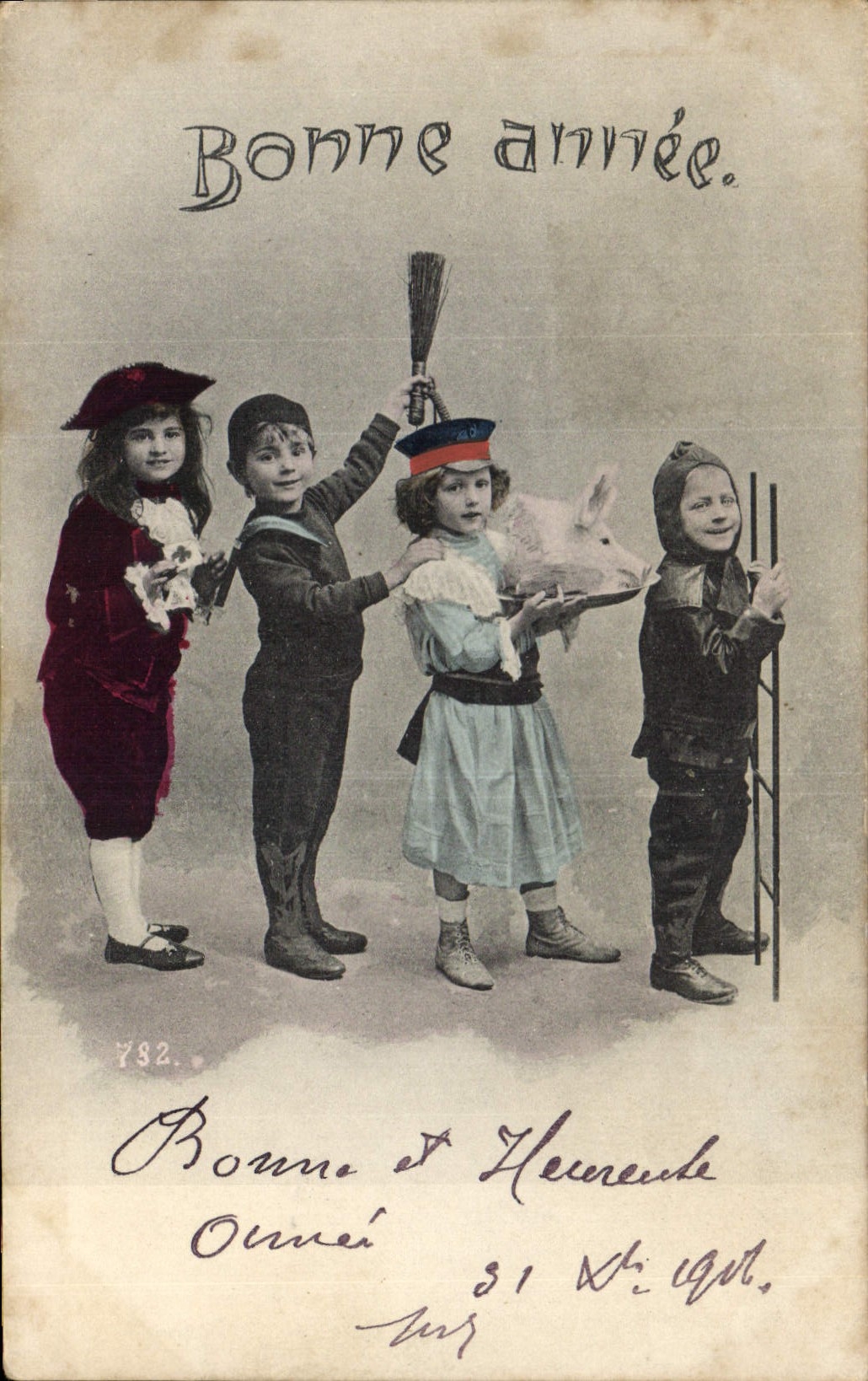 CPA Cochon Porc Enfants Ramoneur 