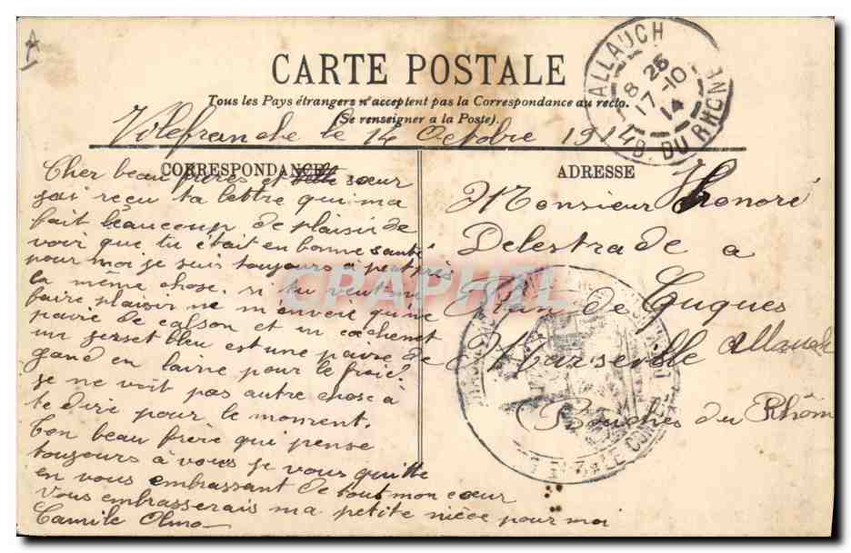CPA Militaria Chasseurs Alpins La cavalerie de montagne  — Verso