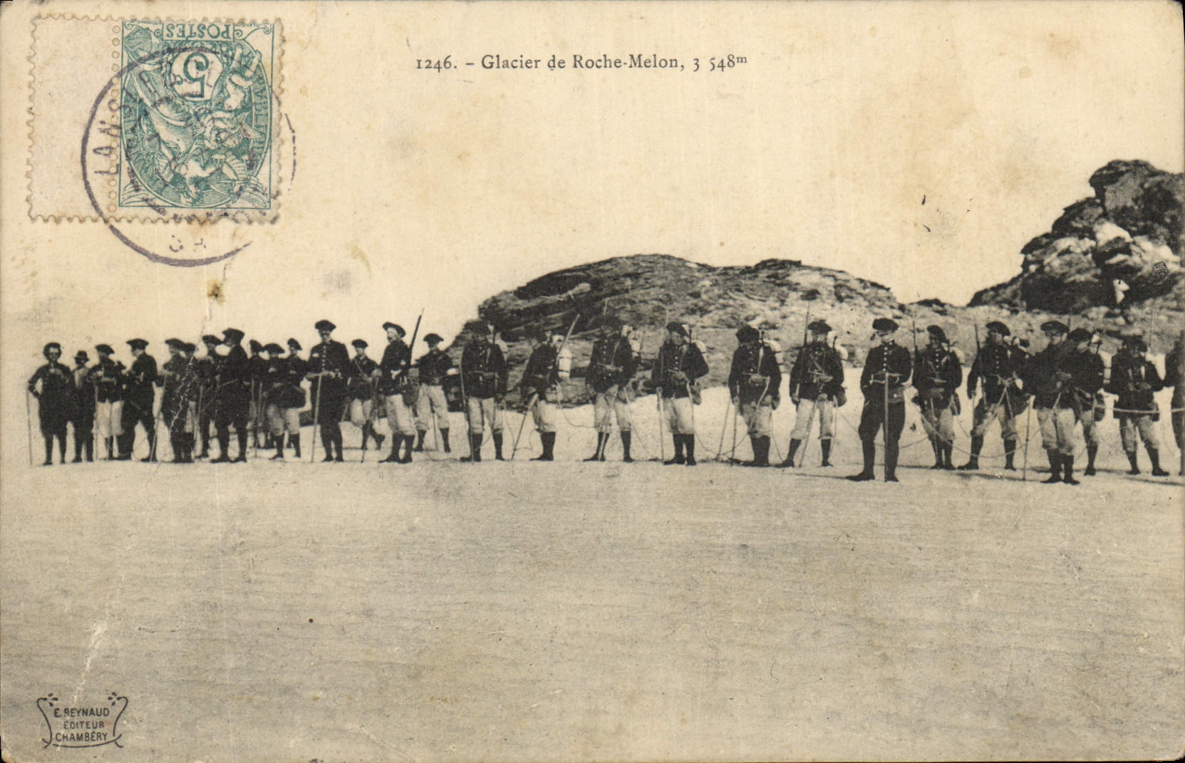 CPA Militaria Chasseurs Alpins Glacier de Roche Melon 
