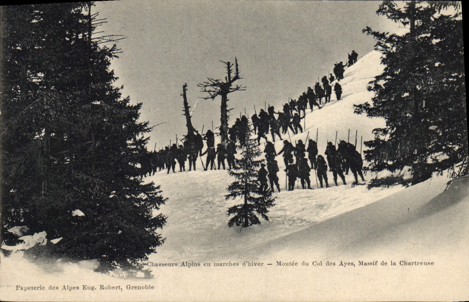 CPA Militaria Chasseurs Alpins en marches d'hiver Montee du Col des Ayes Massif de la Chartreuse 