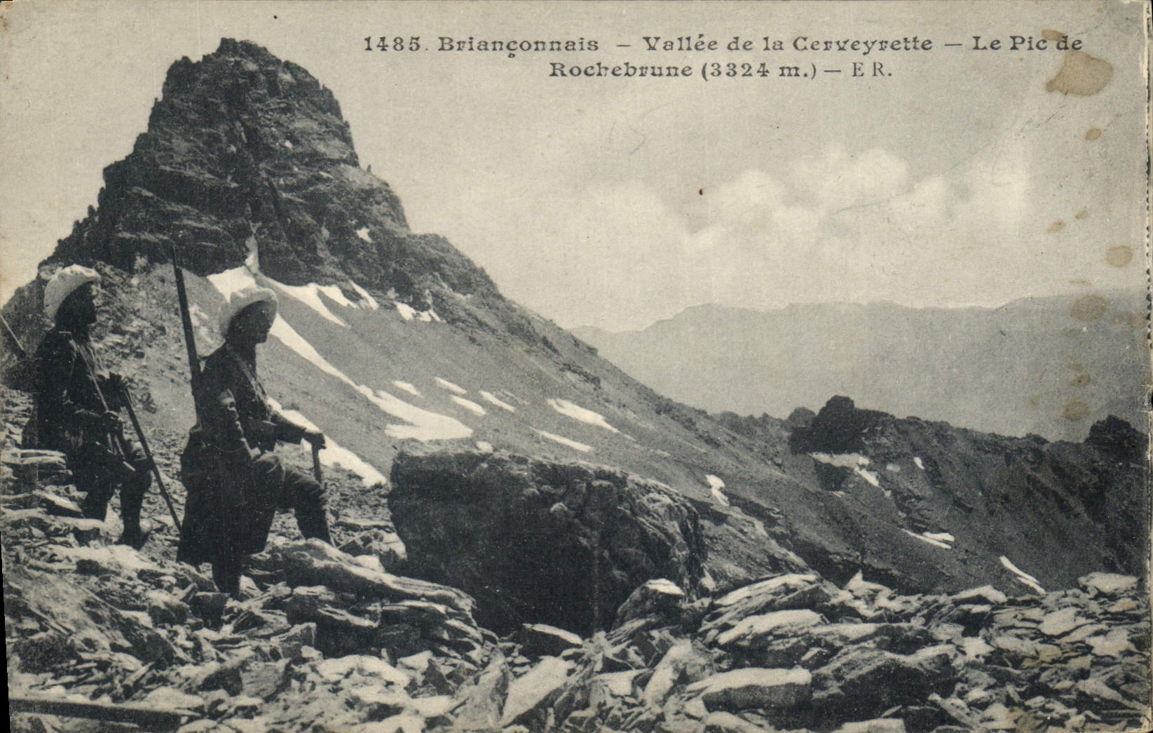 CPA Militaria Chasseurs Alpins Brianconnais Vallee de la Cerveyrette Le Pic de rochebrune 