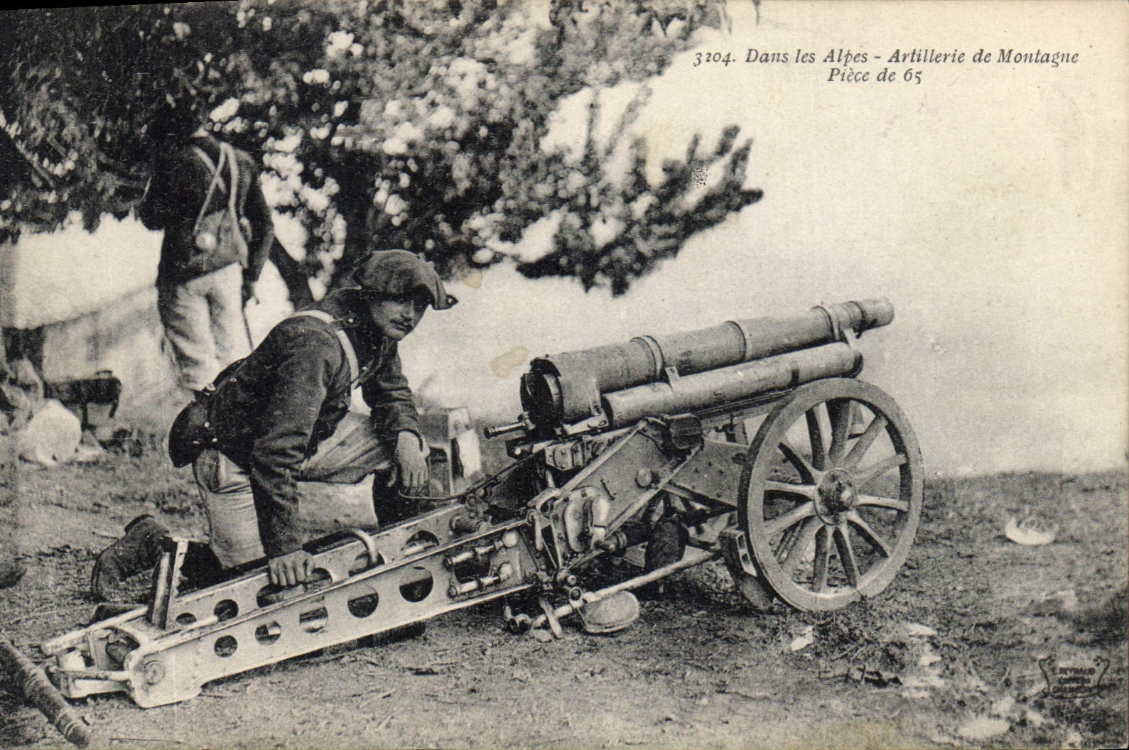 Dans les Alpes - Artillerie de Montagne — Pièce de 65 — Éditeur : Artisan Gourge