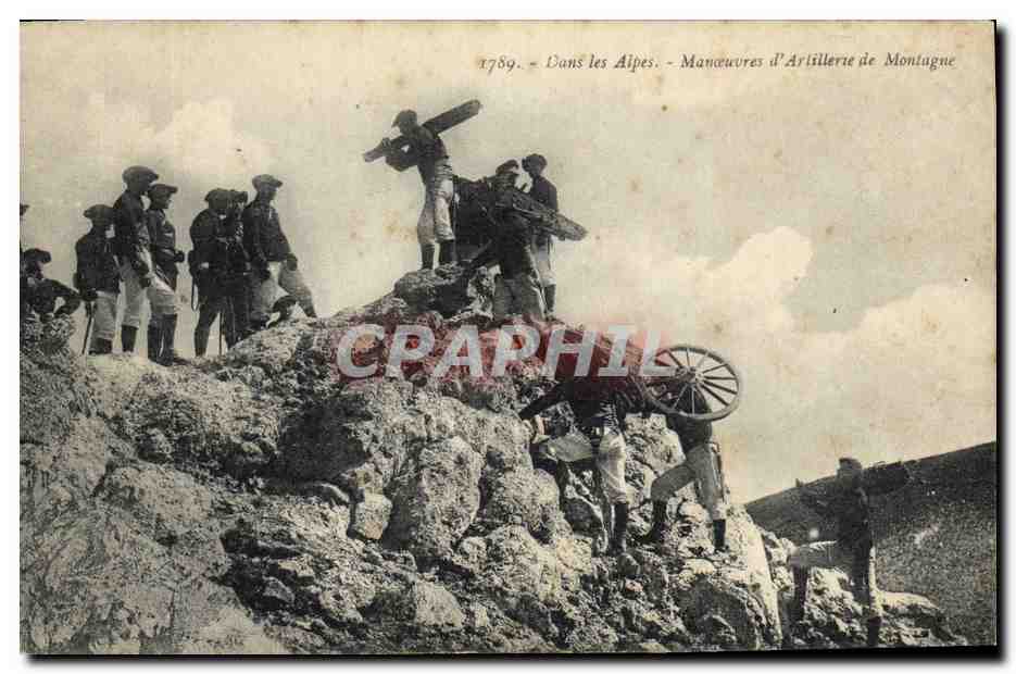 Manœuvres d'Artillerie de Montagne — Dans les Alpes — Éditeur Léonard, n° 1789