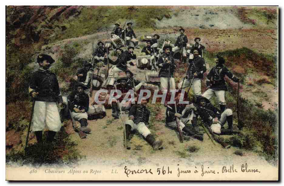 Chasseurs Alpins au Repos — L.L. — Épicerie 564 jours à Laire. Belle Glane.