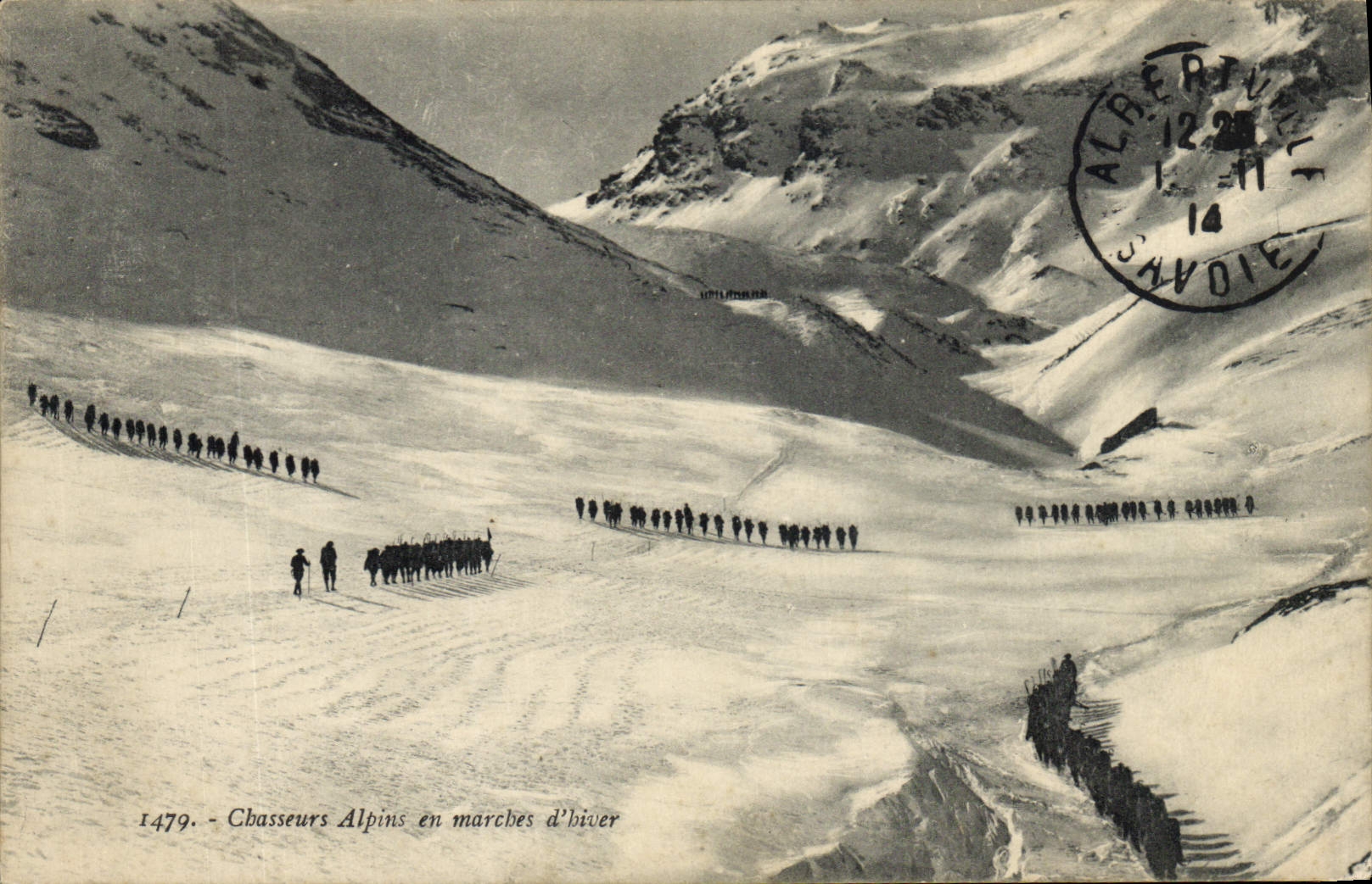 CPA Militaria Chasseurs Alpins en marches d'hiver 
