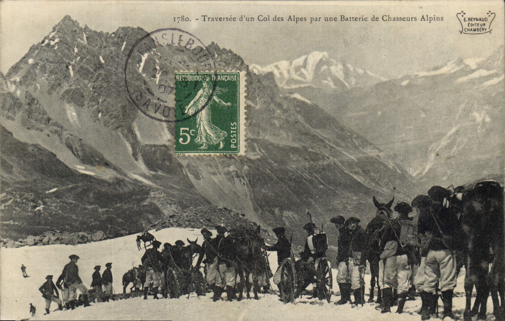 Traversée d'un Col des Alpes par une Batterie de Chasseurs Alpins — E. Reynaud Éditeur Chambery
