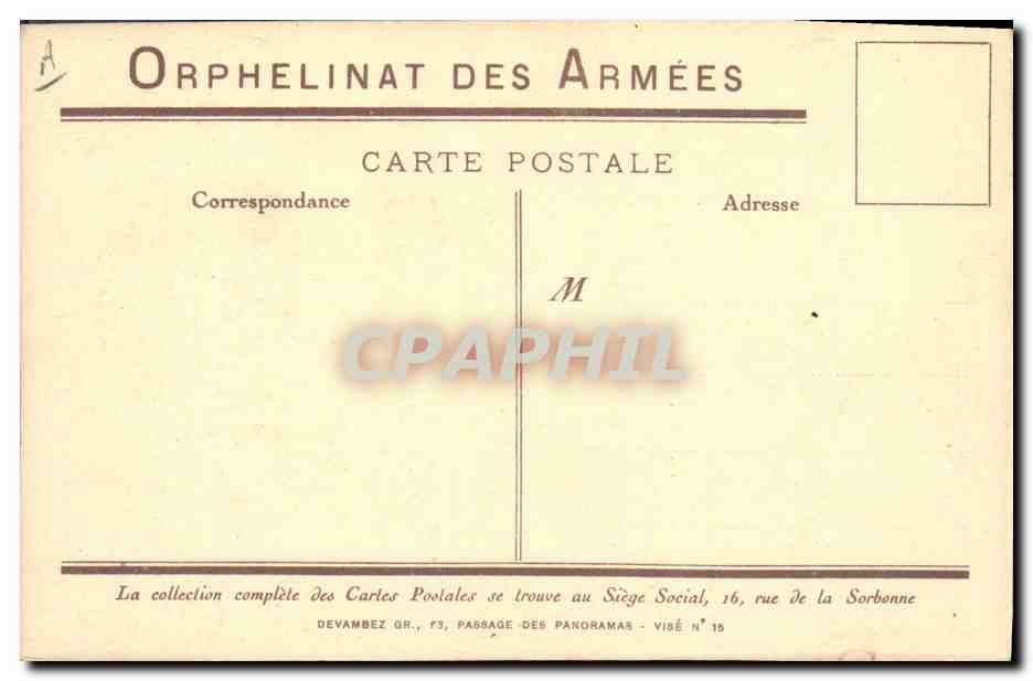 CPA Militaria Enfants Orphelinat des armees  — Rückseite