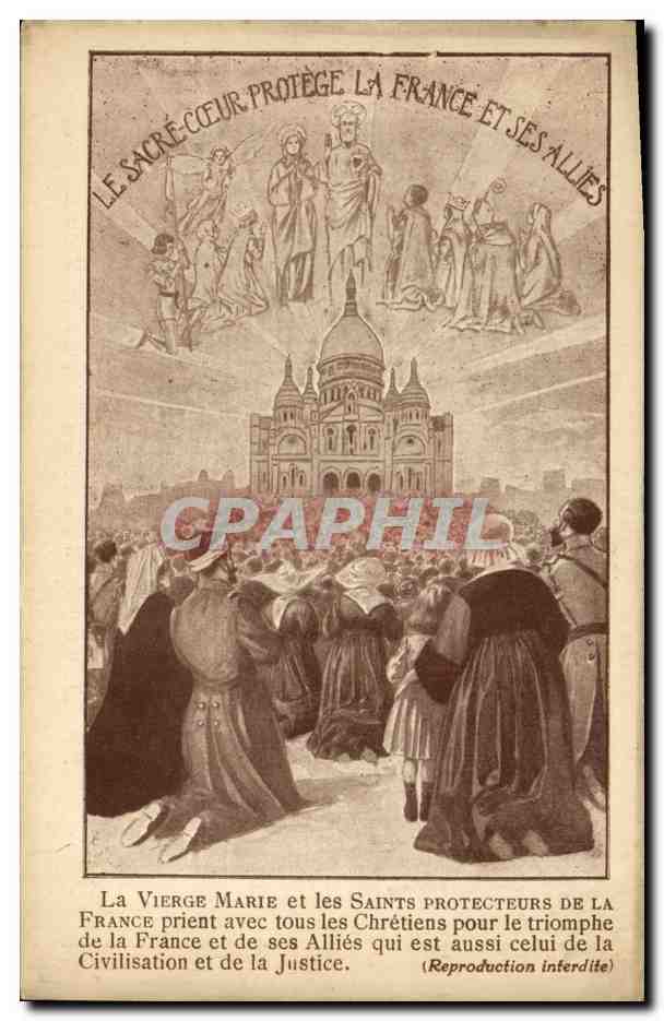 CPA Militaria Le Sacre Coeur protege la France et ses allies Montmartre Paris 