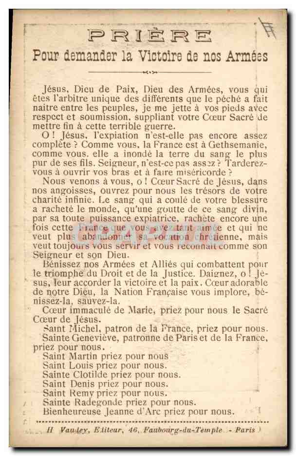 CPA Militaria Le Sacre Coeur protege la France et ses allies Montmartre Paris  — Rückseite