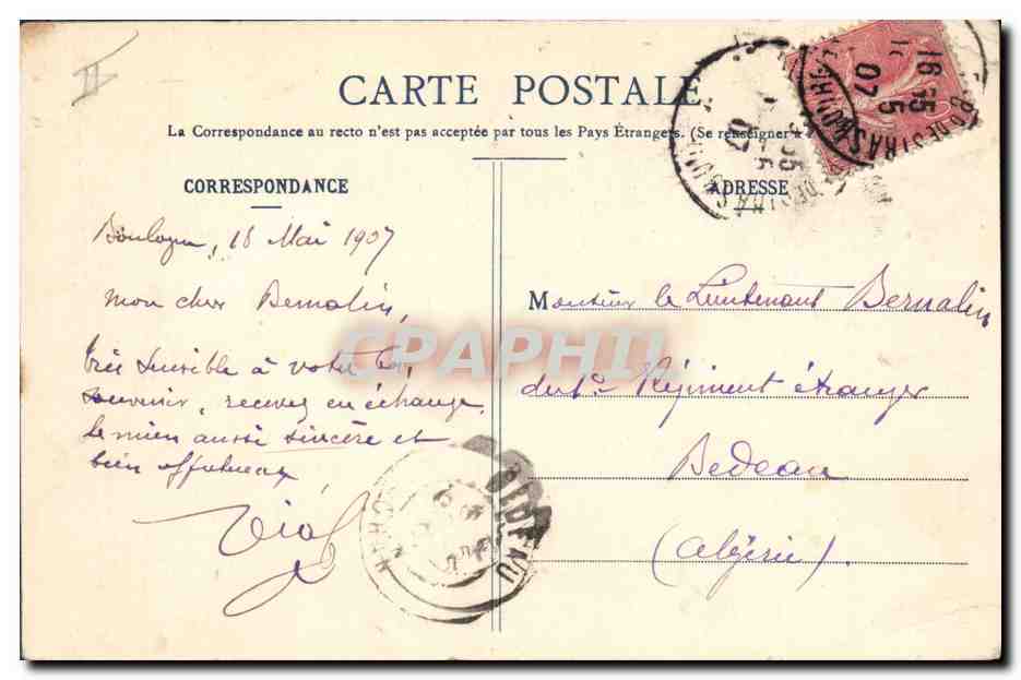CPA Militaria Serurier  — Rückseite