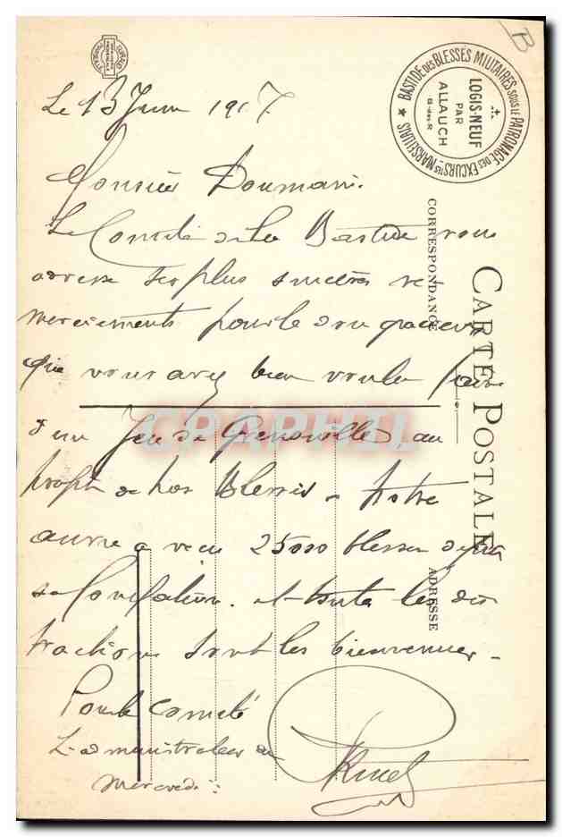CPA Militaria Bastide Blesses militaires Meste Pascaou  — Verso