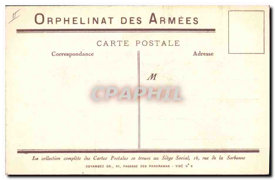 CPA Militaria Enfants Dans la Tranchee Orphelinat des Armees  — Rückseite