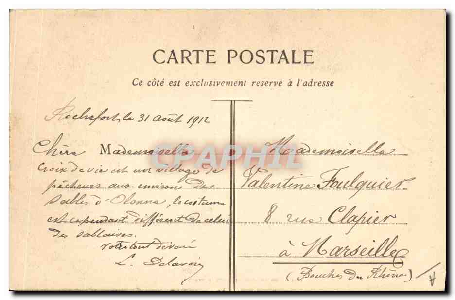 CPA Folklore Croix de Vie  — Verso