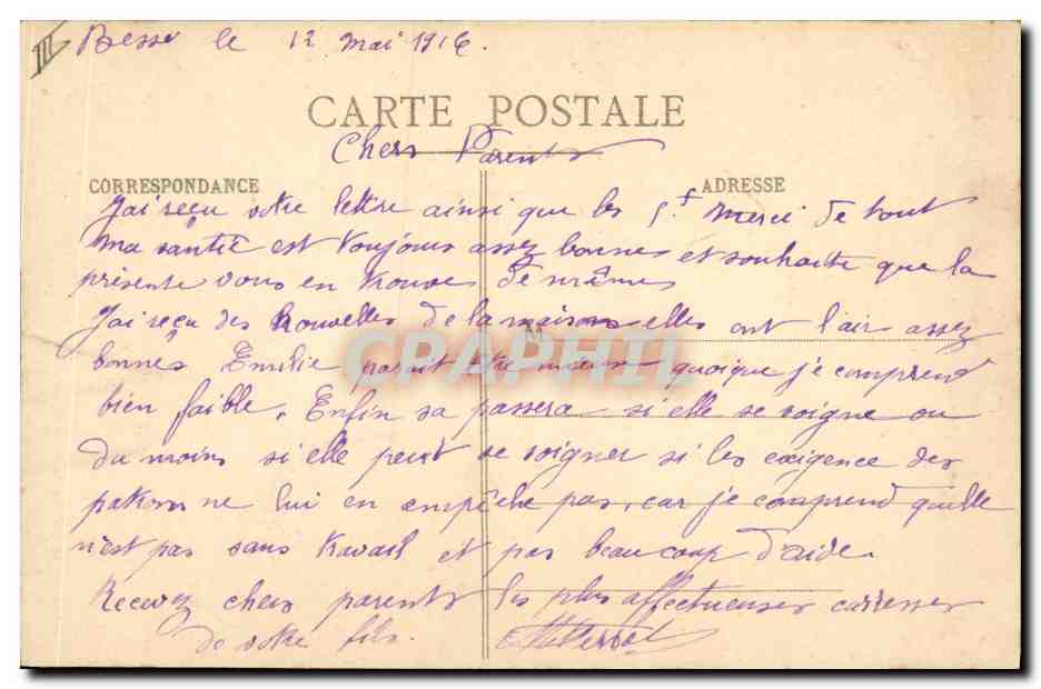 CPA Folklore Un bon baiser de la Sarthe  — Verso