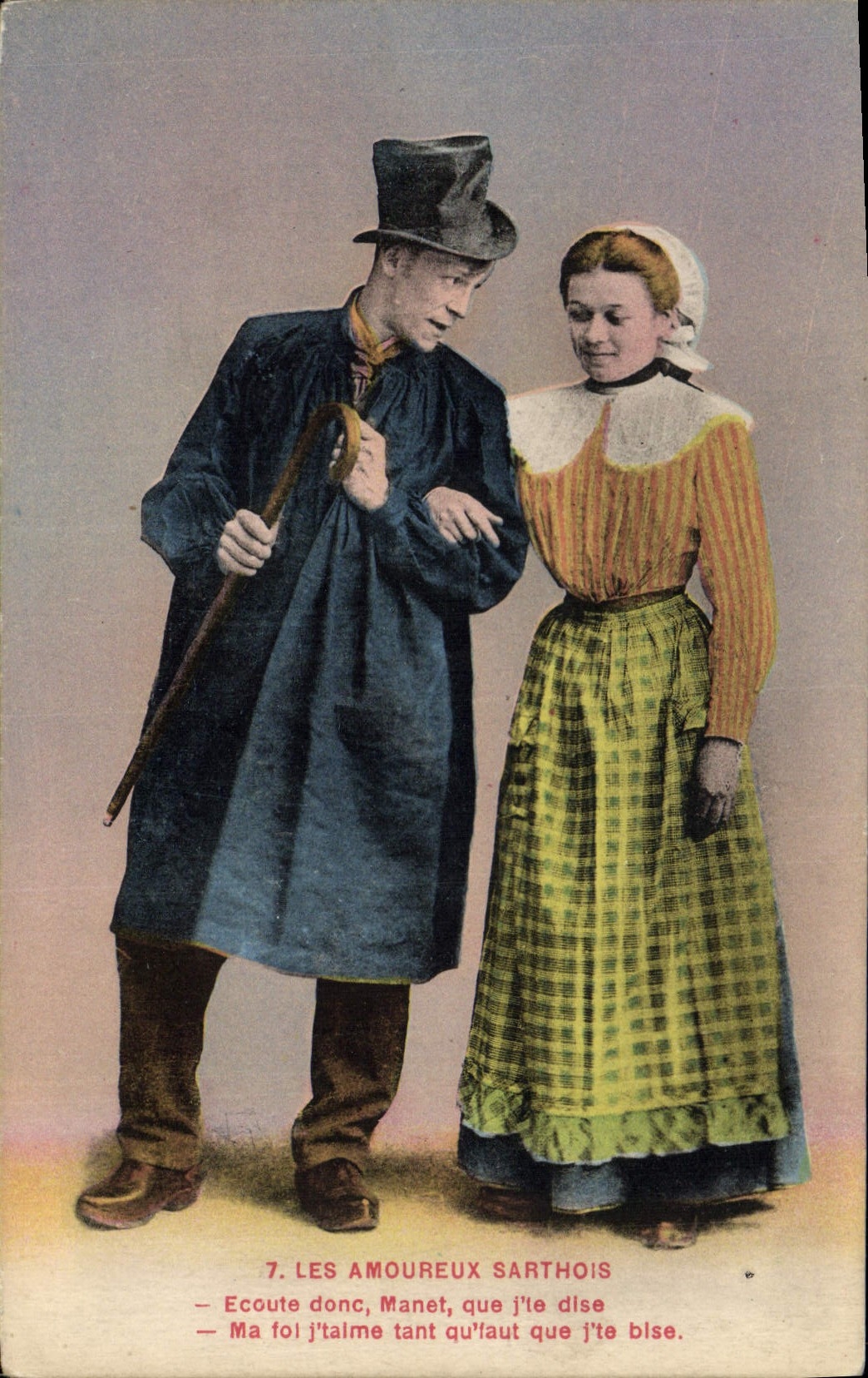 CPA Folklore Les amoureux Sarthois 