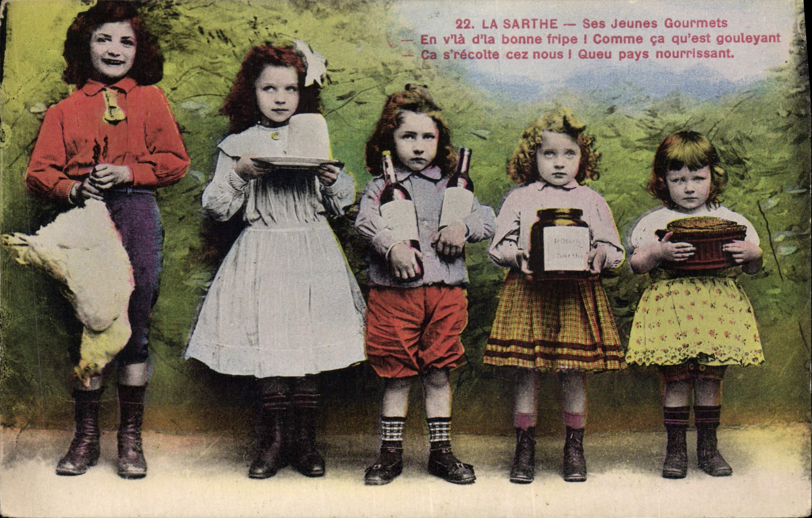 CPA Folklore La Sarthe Ses jeunes Gourmets Enfants 