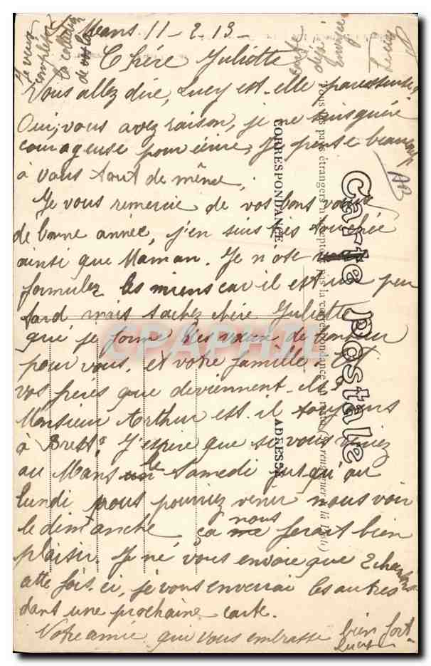 CPA Folklore La Sarthoise Maitresse Queru A la sante des amis !  — Verso