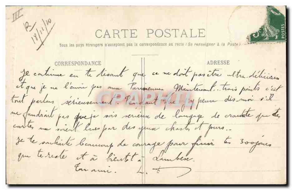 CPA Folklore Sablaise Sur les rochers  — Verso