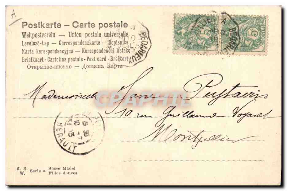 Femme jardinant — W. BRAUN — A.S. Série a Filles douces — Verso