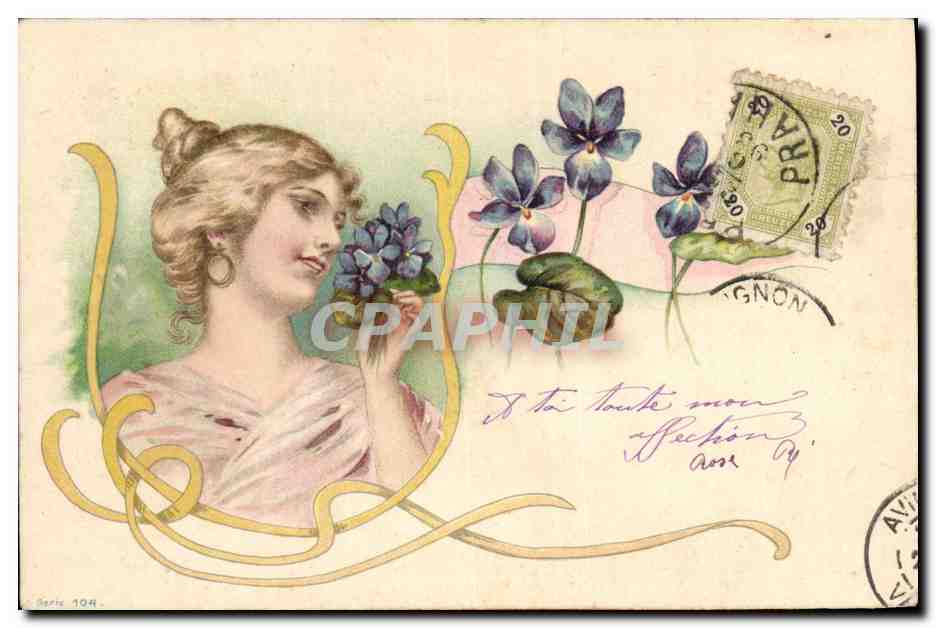 CPA Fantaisie Illustrateur Femme Fleurs 