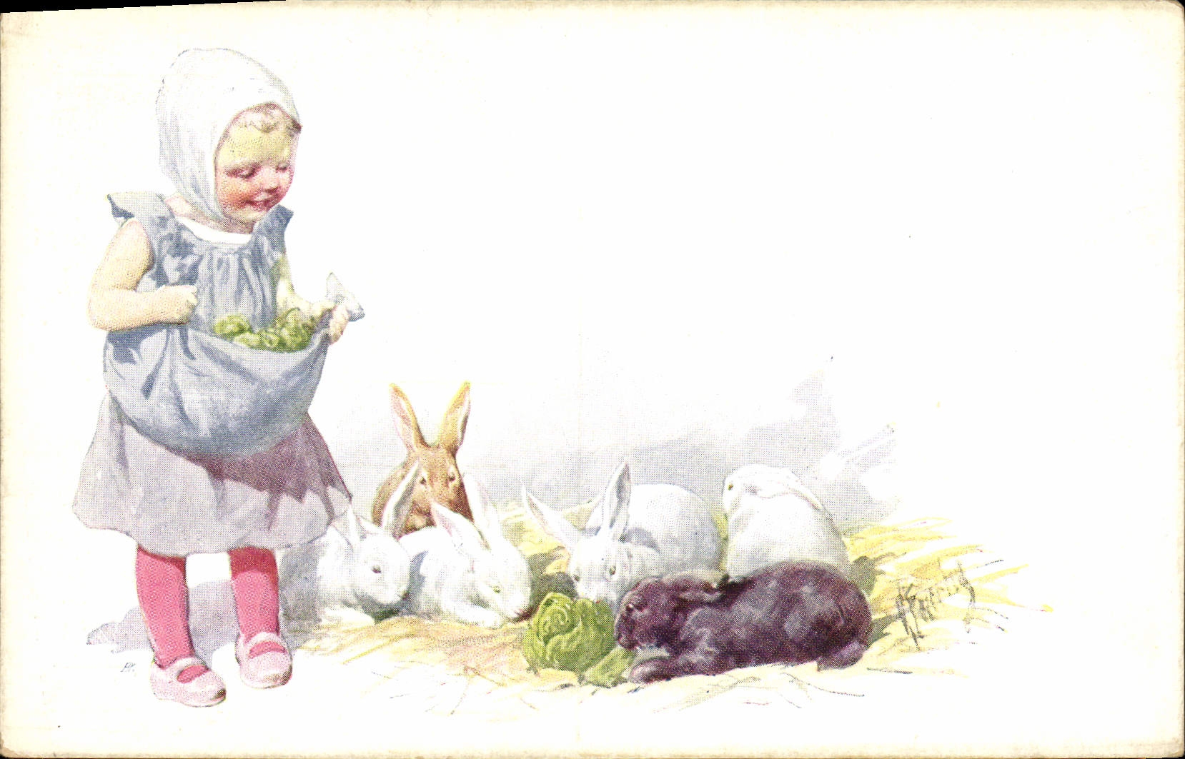 CPA Fantaisie Illustrateur Enfant Lapins 