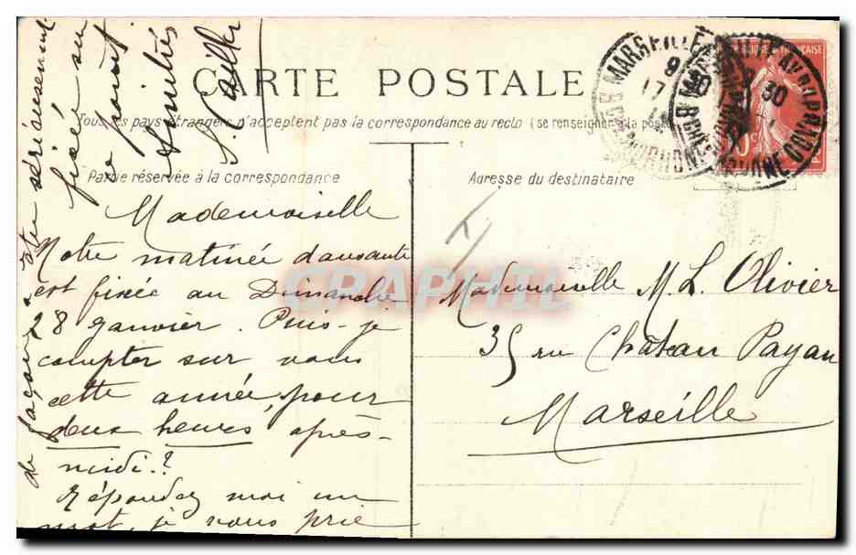 Jeune femme au milieu des feuillages — dessin de M. Bernard Binning — n° 1902 — Verso