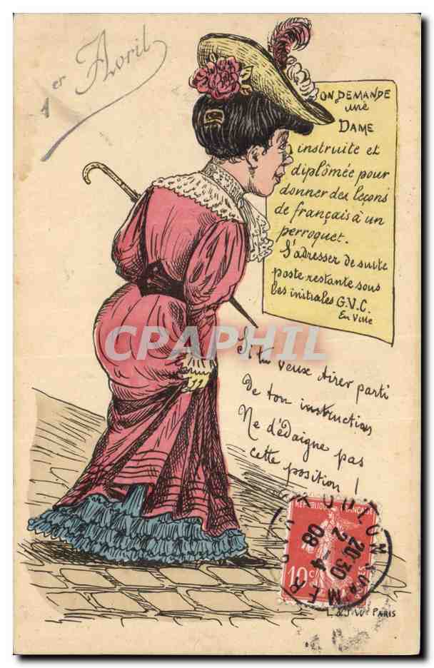 Dame instruite pour leçons de français — une perroquet — éditeur non visible