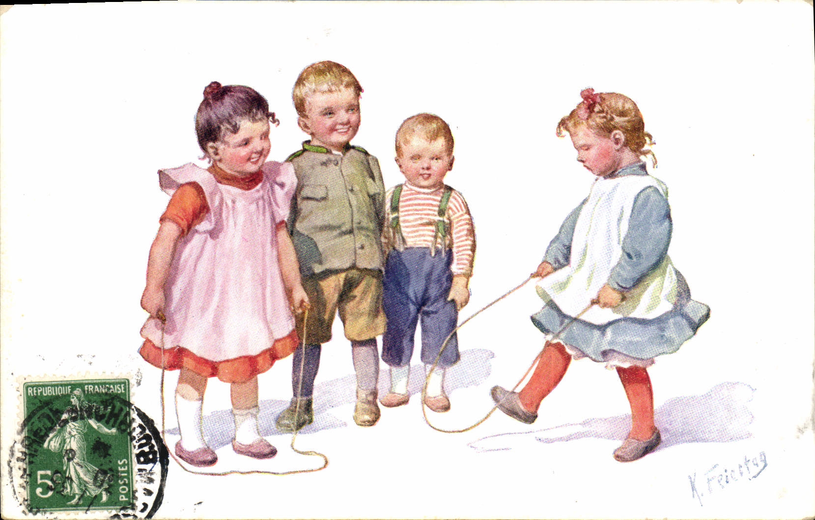 CPA Fantaisie Illustrateur Enfants Corde a sauter 