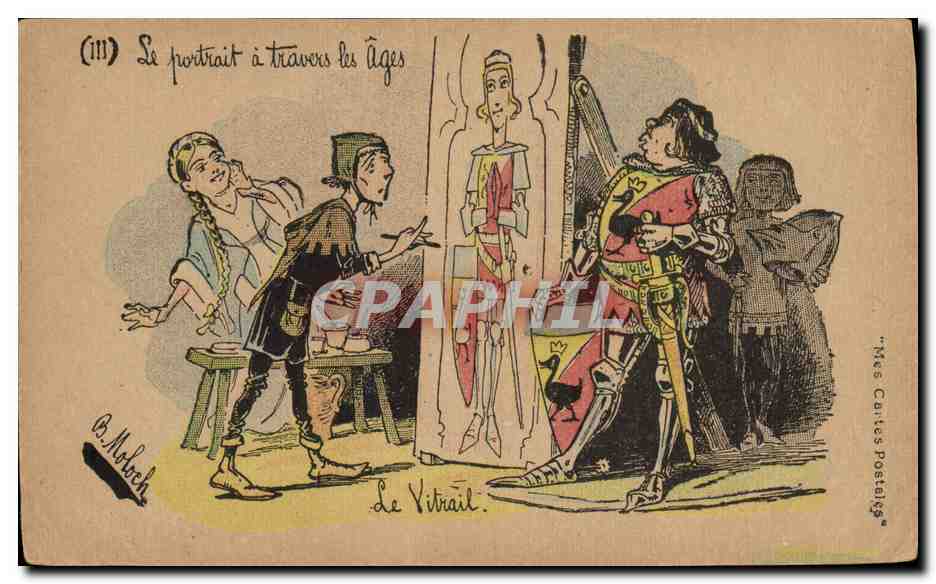 CPA Fantaisie Illustrateur Le portrait a travers les ages Le vitrail 