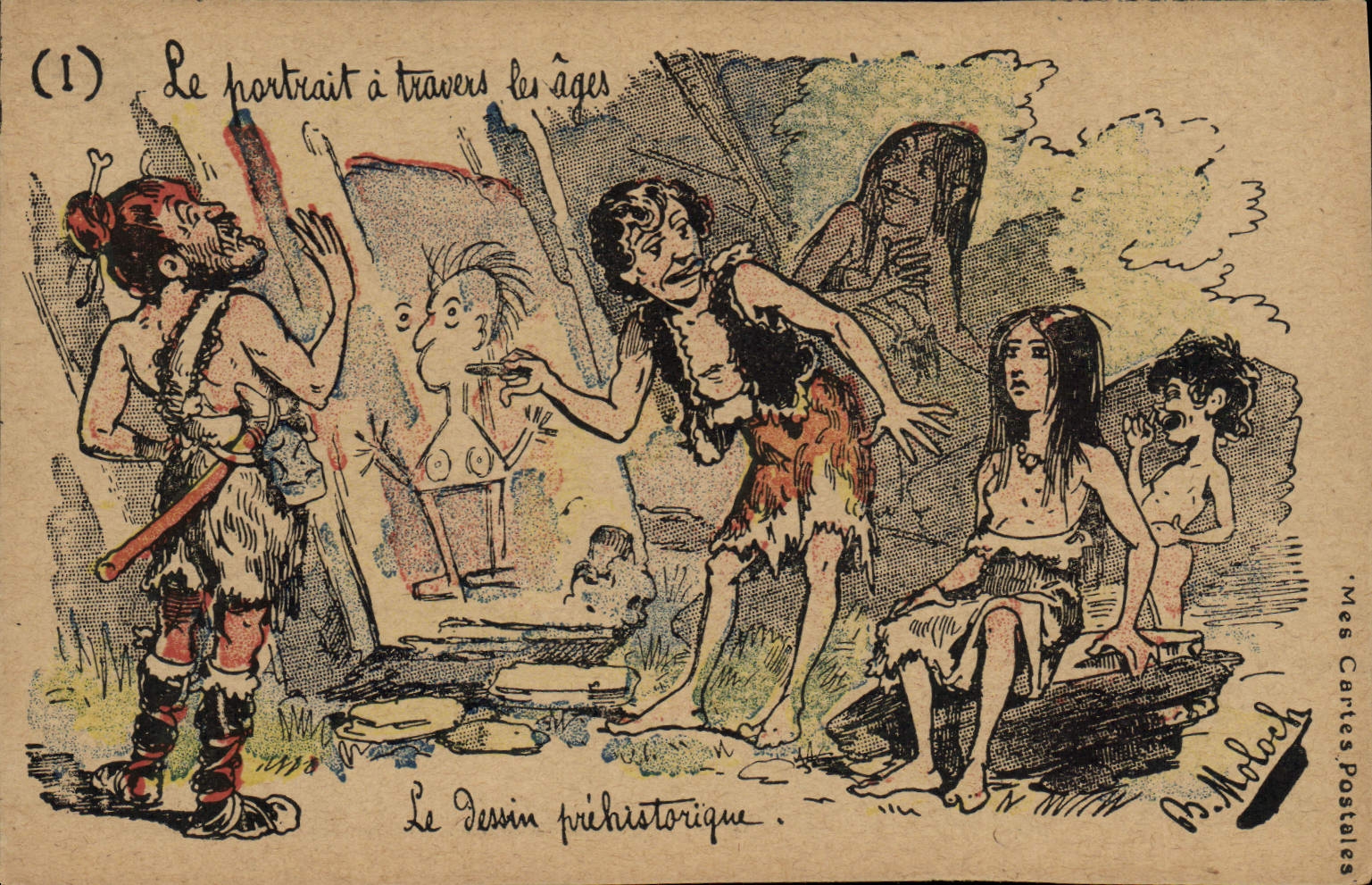Le portrait à travers les âges — (1) Le dessin préhistorique — B. Molbach, Mes Cartes Postales