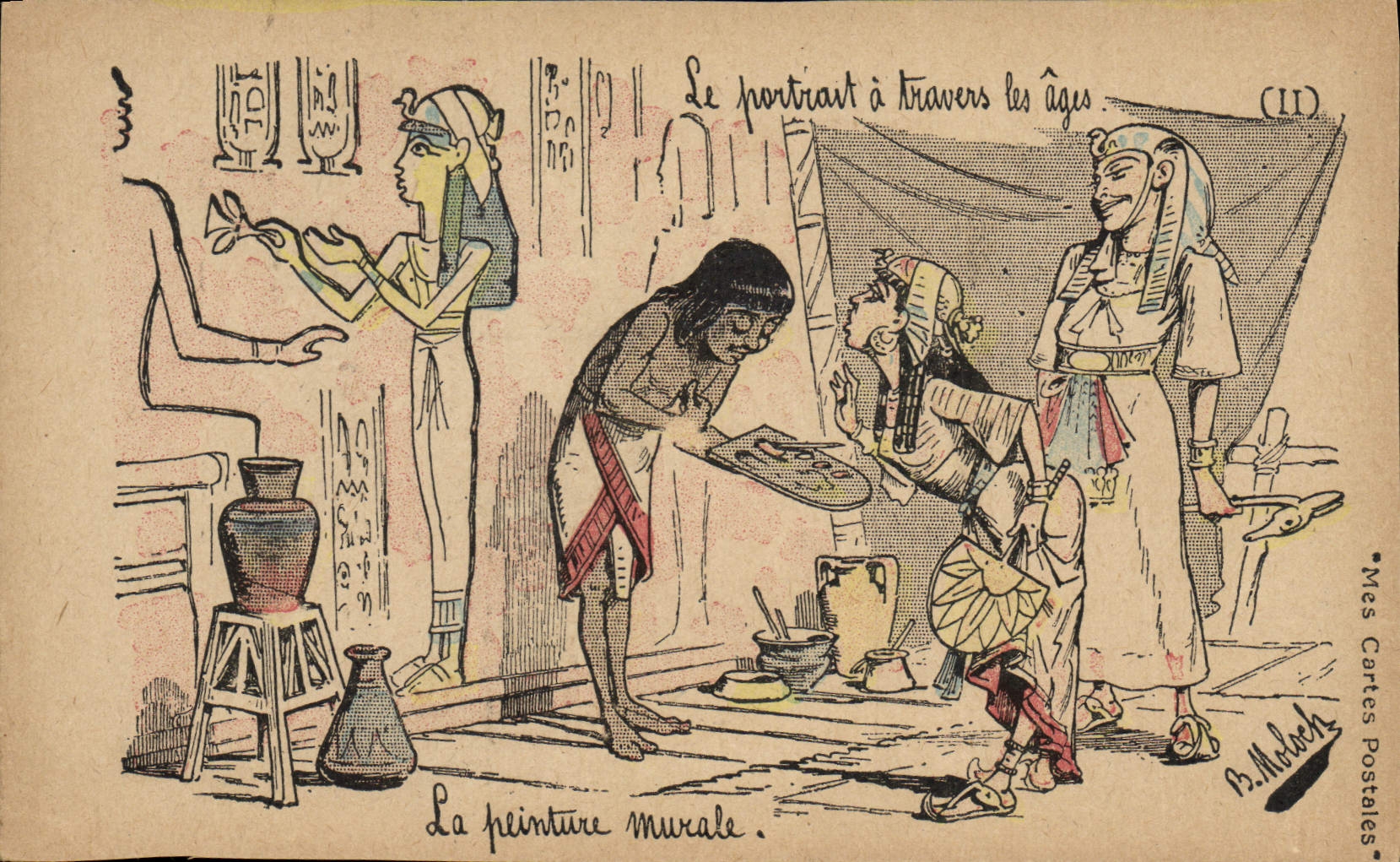 La peinture murale — Série 'Le portrait à travers les âges' (II) — B. Moloch, Mes Cartes Postales