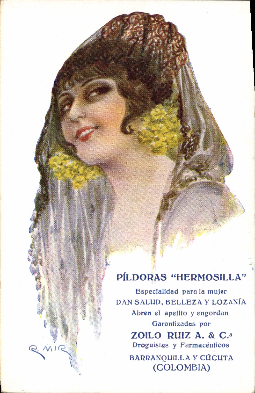 CPA Fantaisie Illustrateur Mir Femme Pildoras Hermosilla Zoilo Ruiz Colombia 