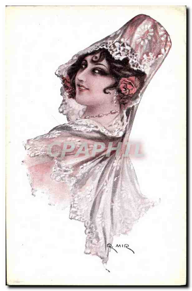 Femme en mantille — illustration — R. Mir, N° 560, Éditions Victoria, Barcelone